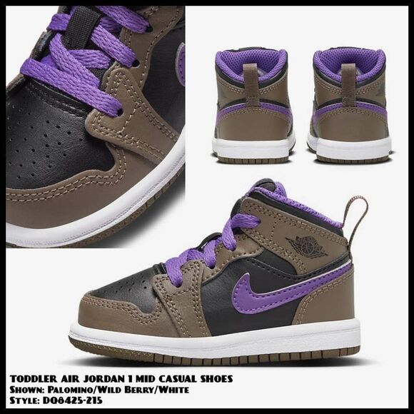 Nike Air Jordan 1 Mid TDPalamino - White - Wild BerryDQ8425-215Sz 3C